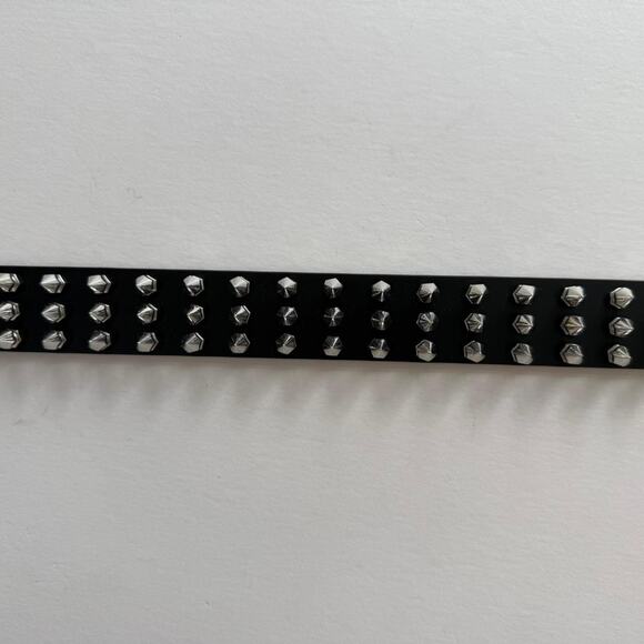 Y2K Black Leather Punk Belt Silver Studs Adjustable Fits 26-36 Unisex Style - Picture 5 of 13